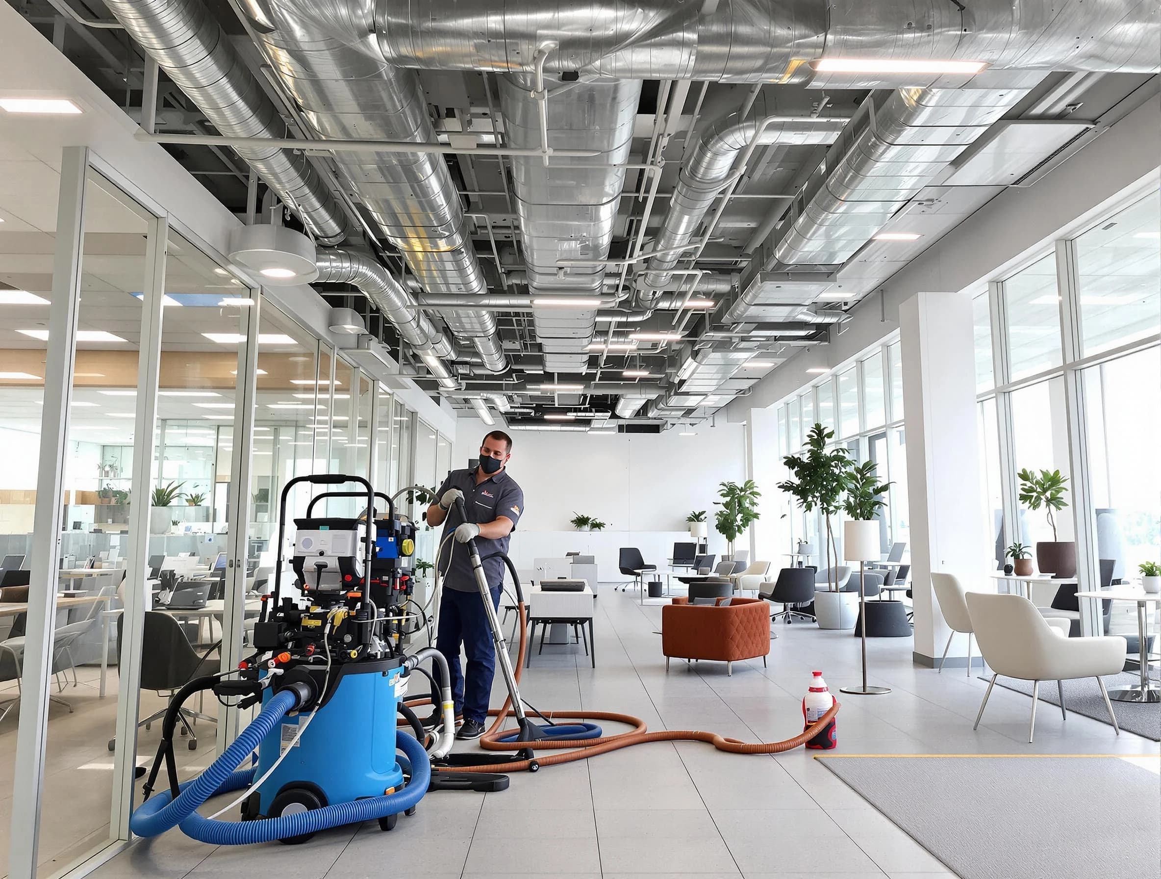 Jefferson Hills Air Duct Cleaning team conducting comprehensive commercial duct cleaning at a business location in Jefferson Hills