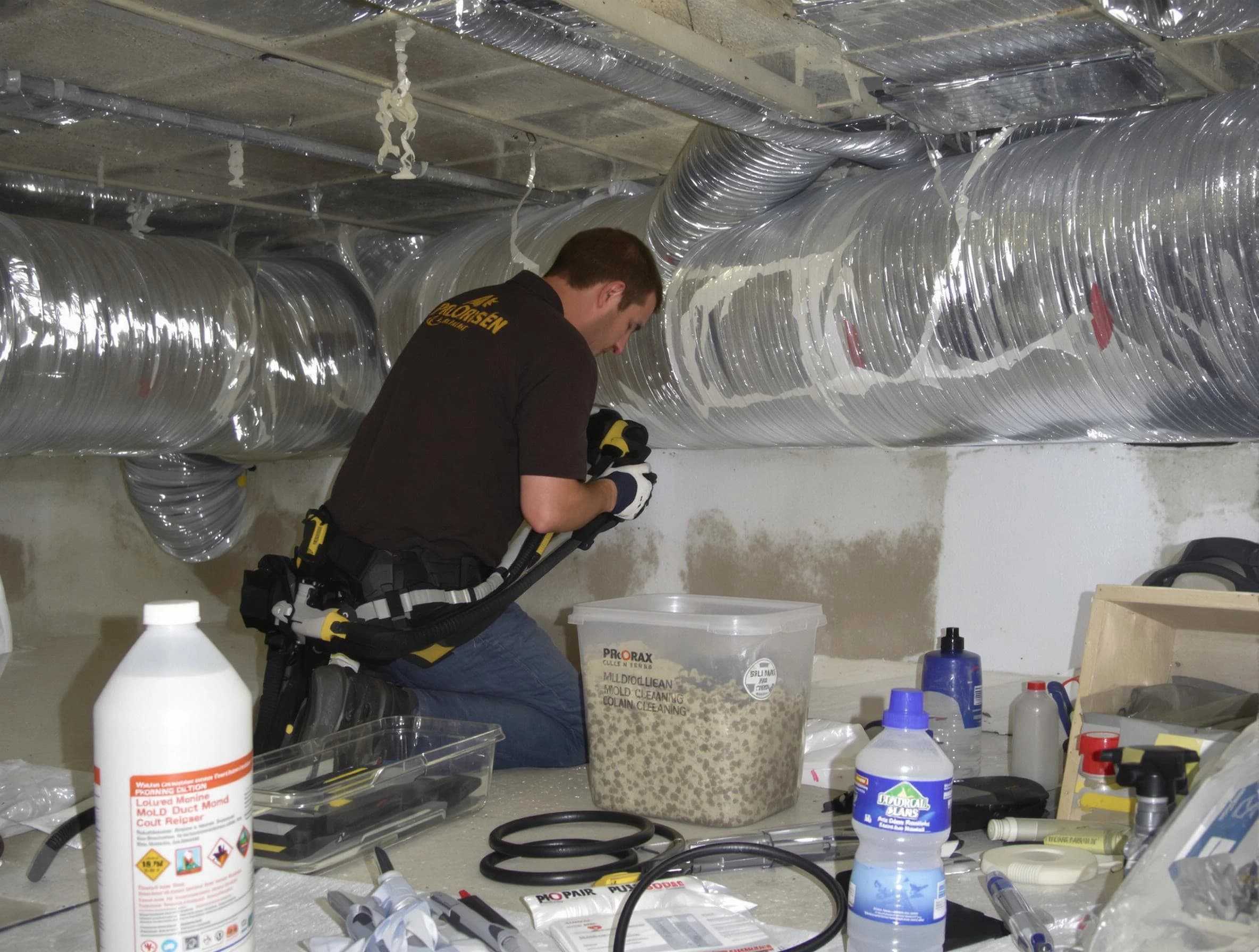 Jefferson Hills Air Duct Cleaning specialist performing professional mold removal from air ducts in Jefferson Hills