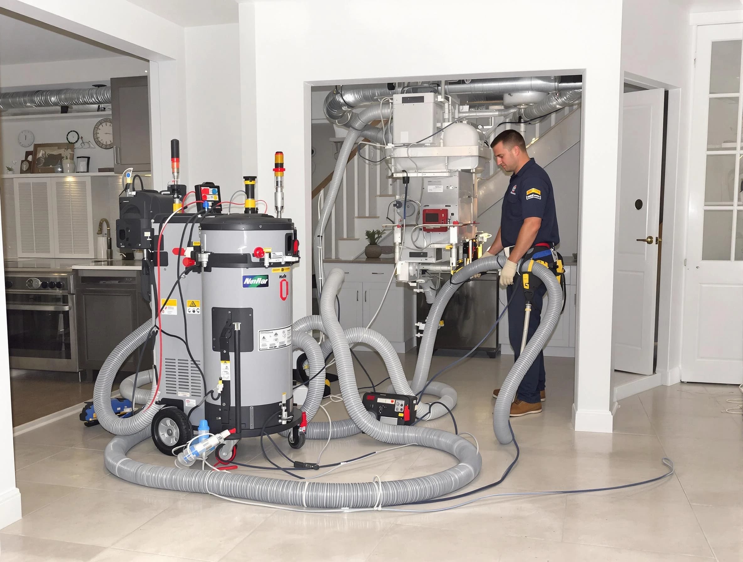 Jefferson Hills Air Duct Cleaning technician operating negative pressure cleaning equipment for thorough duct maintenance in Jefferson Hills