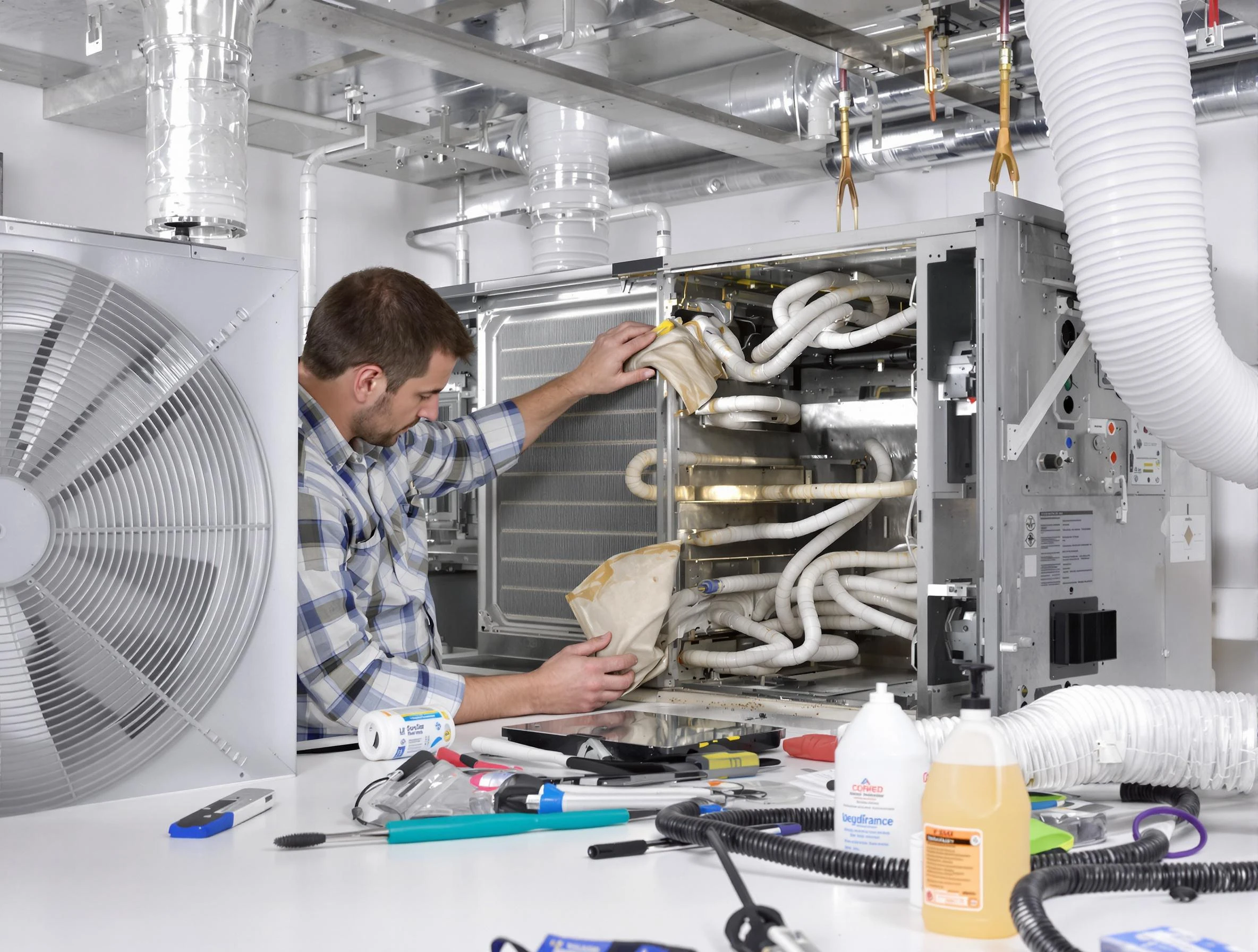 Jefferson Hills Air Duct Cleaning specialist performing precision AC coil cleaning in Jefferson Hills