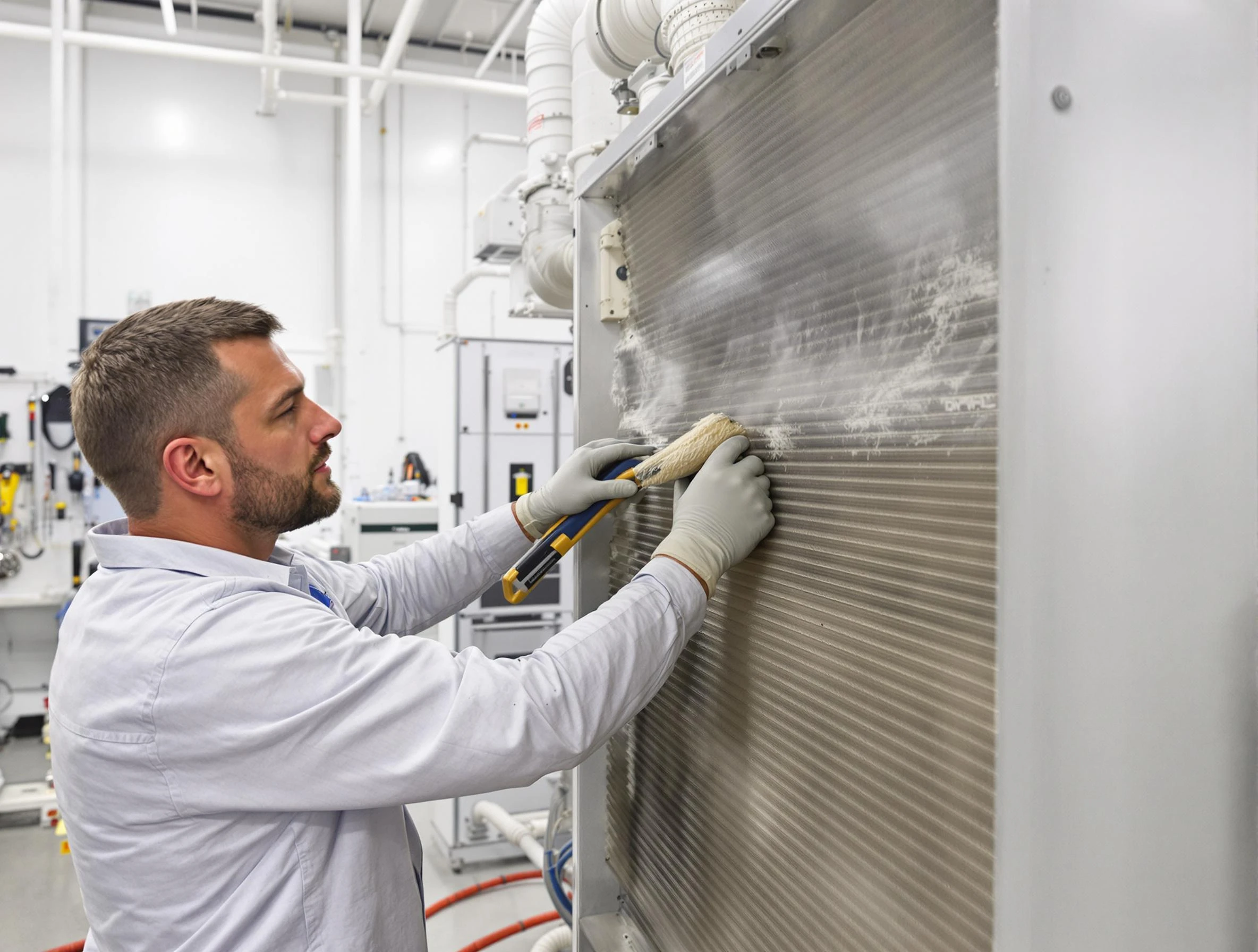 Jefferson Hills Air Duct Cleaning technician performing precision commercial coil cleaning at a Jefferson Hills business