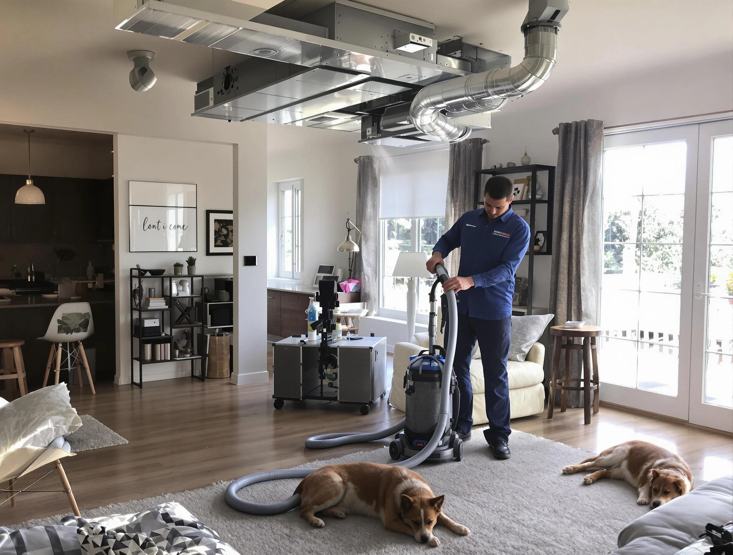 Jefferson Hills Air Duct Cleaning technician performing detailed indoor duct cleaning for improved air quality in Jefferson Hills